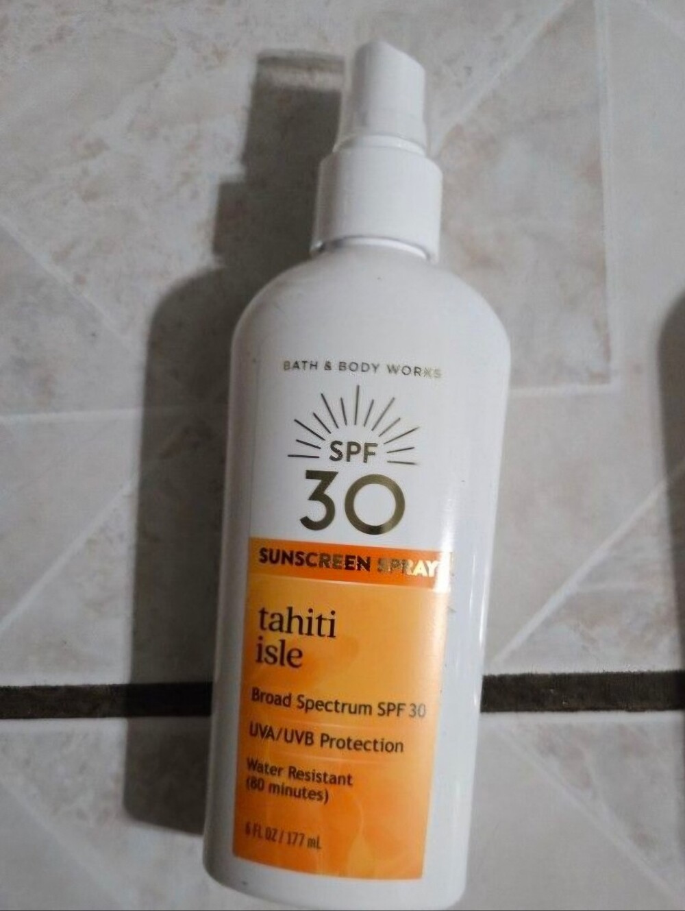 Bath & Body Works White and Orange Tahiti Isle SPF 30 Sunscreen Spray
